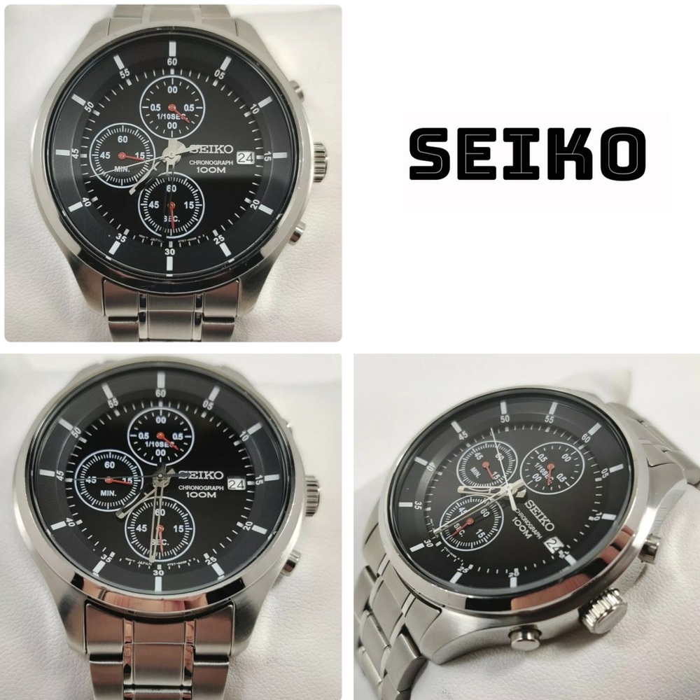Seiko Quartz Chronograph Black Dial Men's Watch